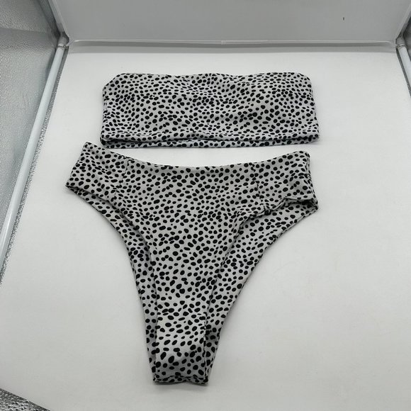 Swim Womens Juniors White Black Polka Dot Piece Swimsuit Bikini Medium M Swim Poshmark